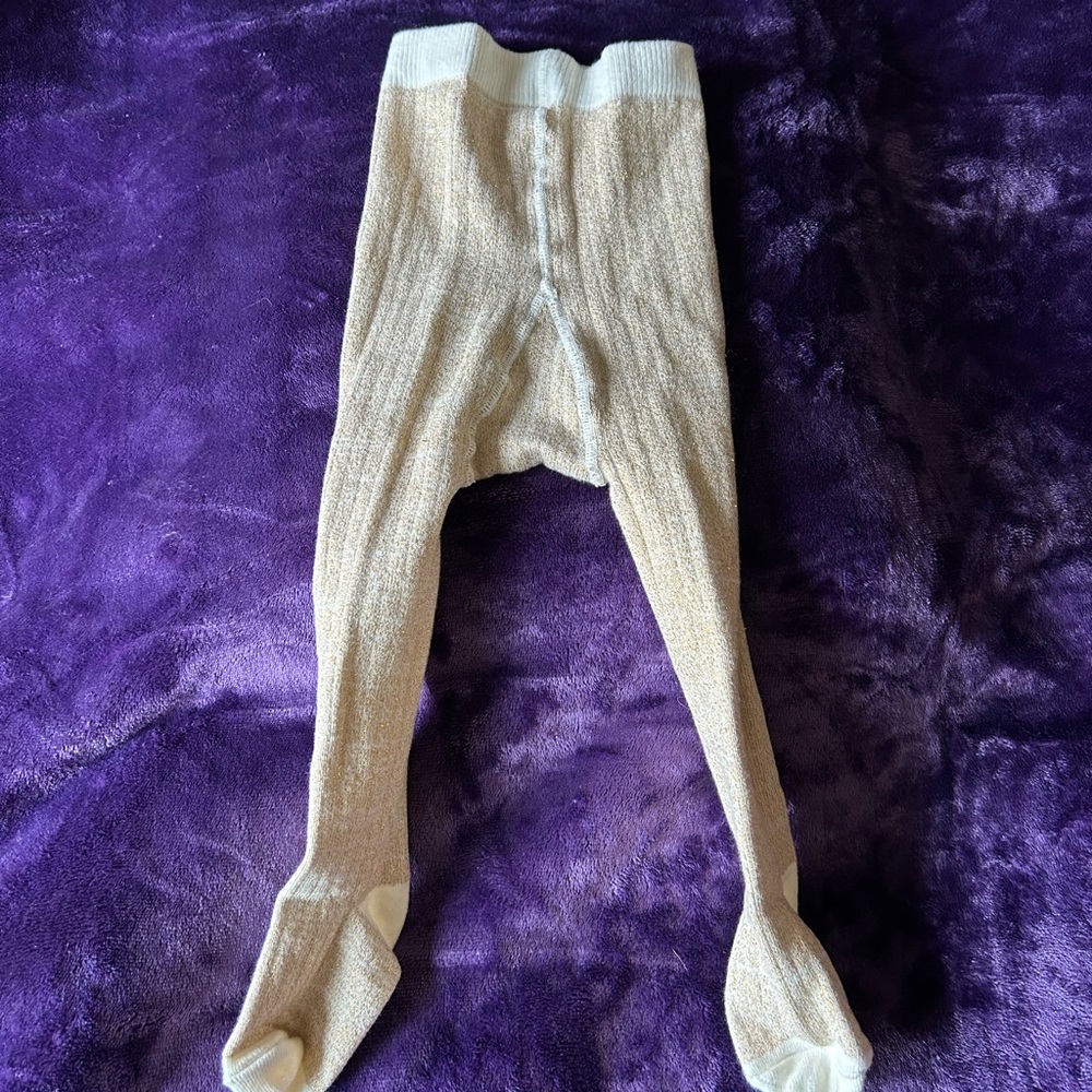 Cream and gold baby tights